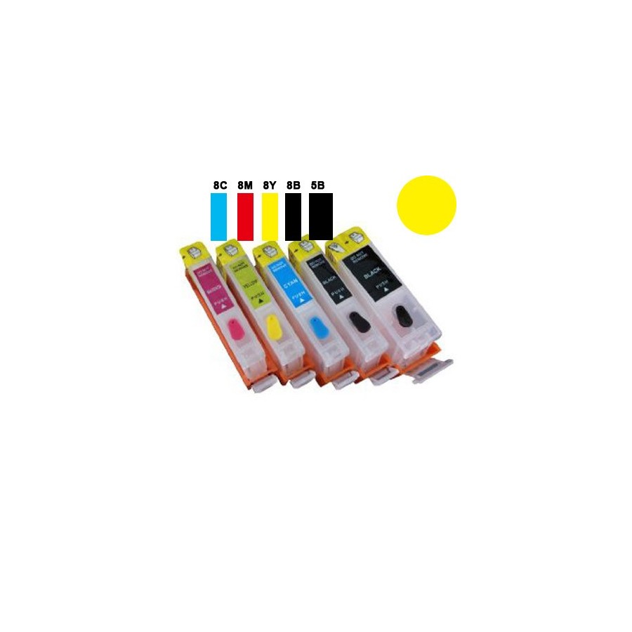 Cartuccia ricaricabile vuota per Canon CLI-8 giallo con chip autoreset