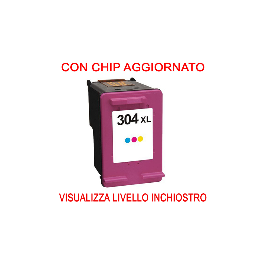 CHIP AGGIORNATO N9K07AE Cartuccia rigenerata per HP 304XL colore alta capacita'