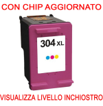 CHIP AGGIORNATO N9K07AE Cartuccia rigenerata per HP 304XL colore alta capacita'
