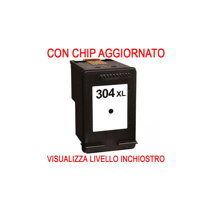 CHIP AGGIORNATO N9K08AE Cartuccia rigenerata per HP 304XL nero alta capacita'