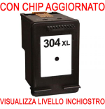 CHIP AGGIORNATO N9K08AE Cartuccia rigenerata per HP 304XL nero alta capacita'