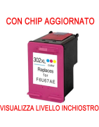 F6U67AE Cartuccia rigenerata per HP 302XL colori visualizza livello inchiostro con CHIP AGGIORNATO