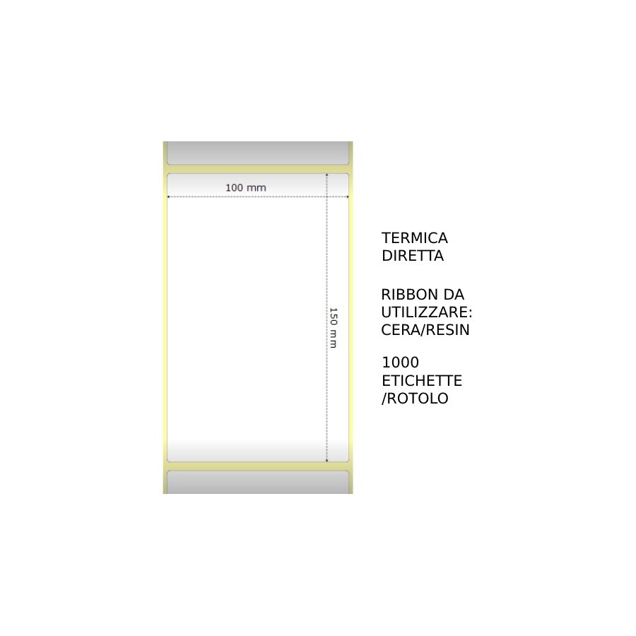 Trasferimento termico Etichette permanente per ZEBRA 100mm*150mm 1000pz utilizzo con Ribbon