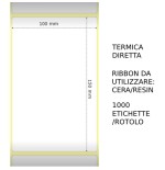 Trasferimento termico Etichette permanente per ZEBRA 100mm*150mm 1000pz utilizzo con Ribbon
