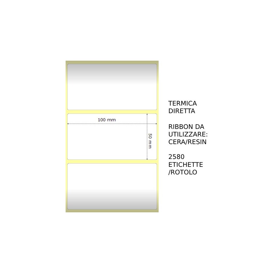 Trasferimento termico Etichette permanente per ZEBRA 100mm*50mm 2580pz utilizzo con Ribbon