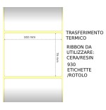 Trasferimento termico Etichette permanente per ZEBRA 102mm*76mm 930pz utilizzo con Ribbon